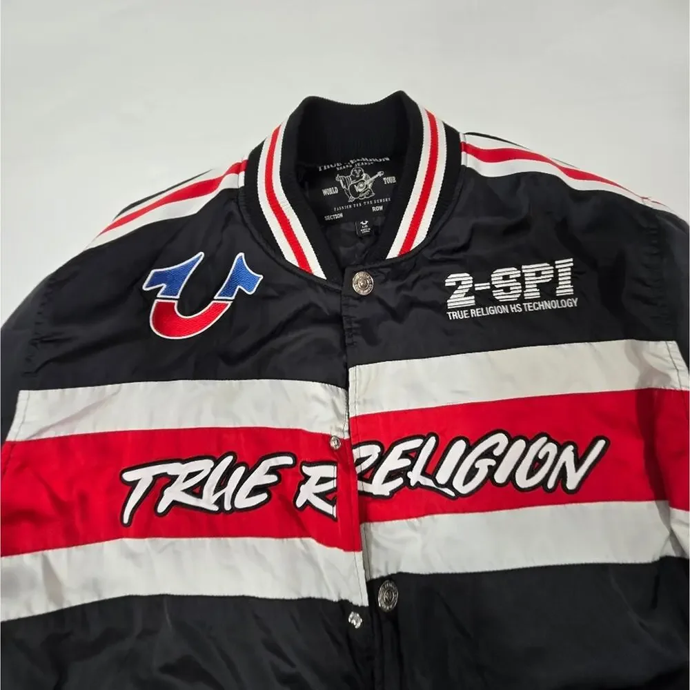 True Religion Racing Bomber Jacket in Jet Black